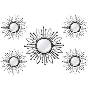 Stratton Home Decor Traditional Starburst Wall Mirrors Silver Set of 5
